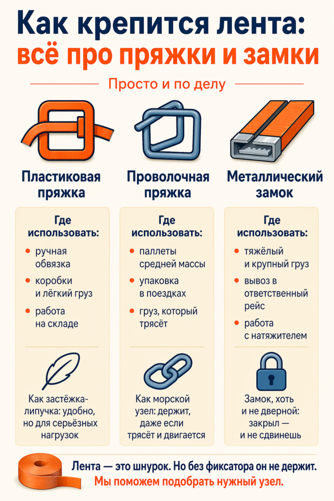 Как закрепить упаковочную ленту: пряжки и замки для логистики